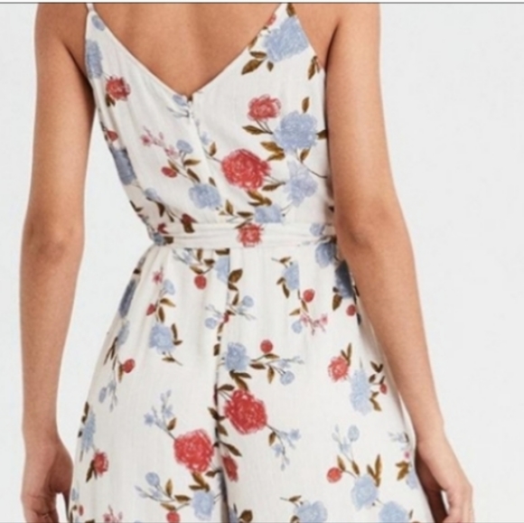 American Eagle Outfitters Cream Floral Wide Leg Jumpsuit - Picture 6 of 16